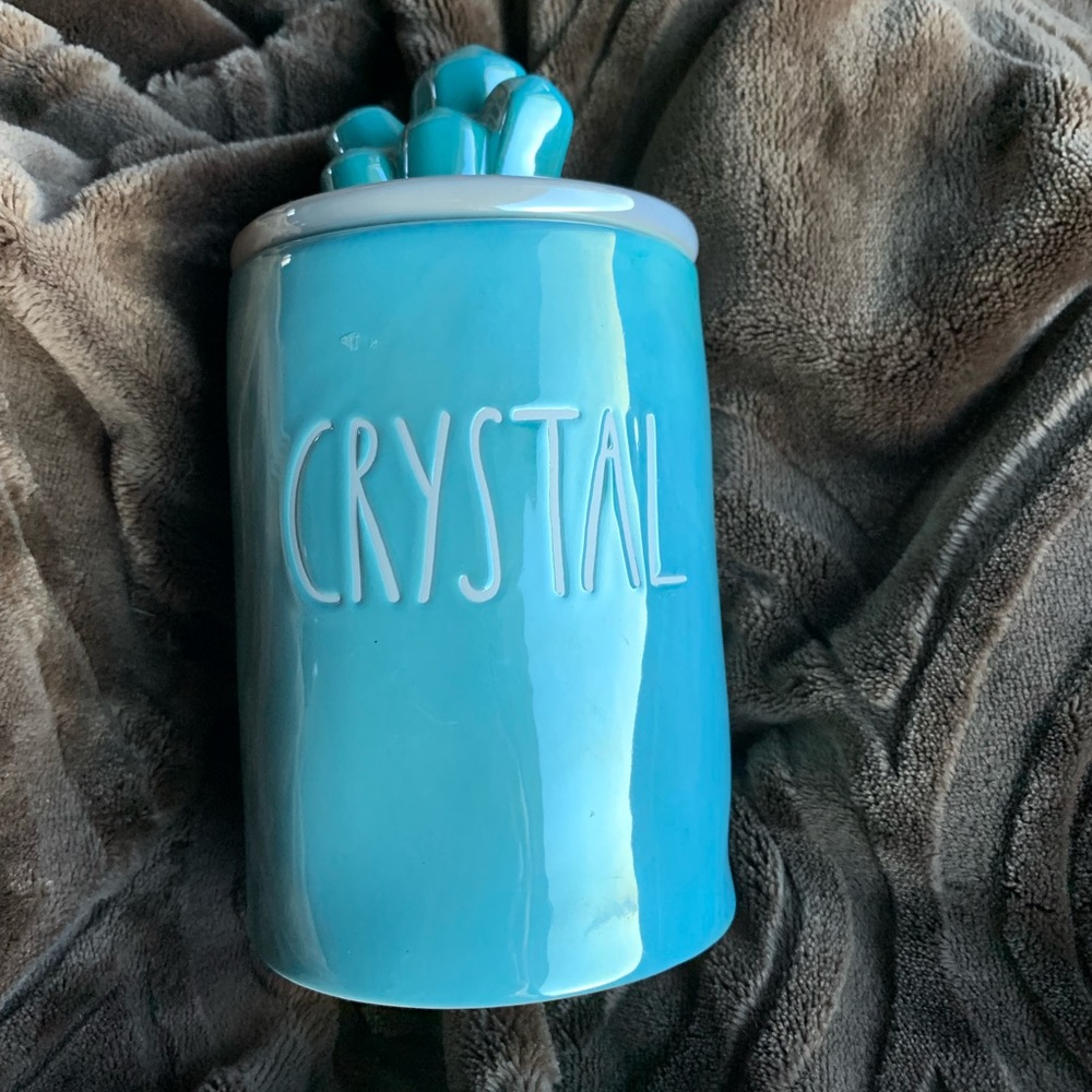 💙💚NEW RAE DUNN-Iridescent Crystal Candle With Crystal Topper turquoise